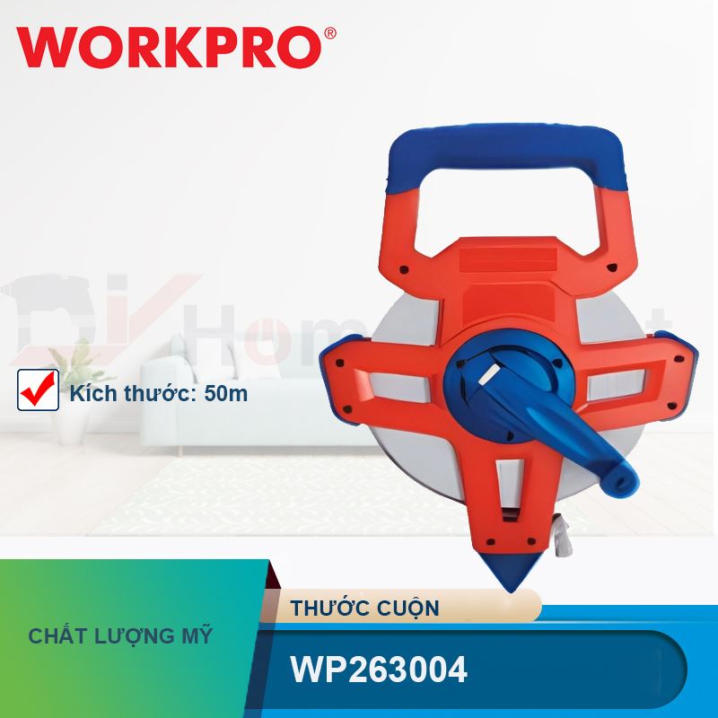 Thước cuộn dây dài sợi thủy tinh 50m Workpro WP263004