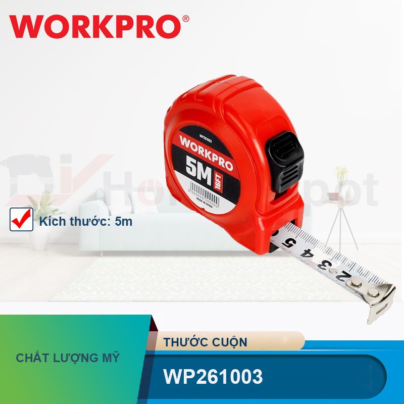 Thước cuộn dây nhựa 5Mx19mm Workpro - WP261003