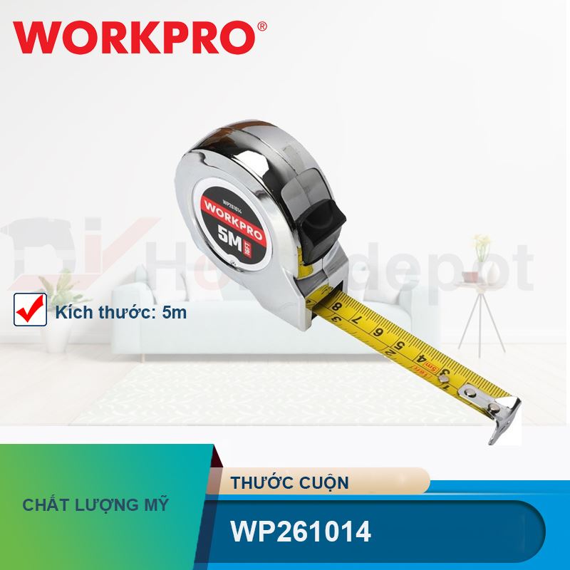 Thước cuộn mạ crom 5Mx19mm Workpro - WP261014