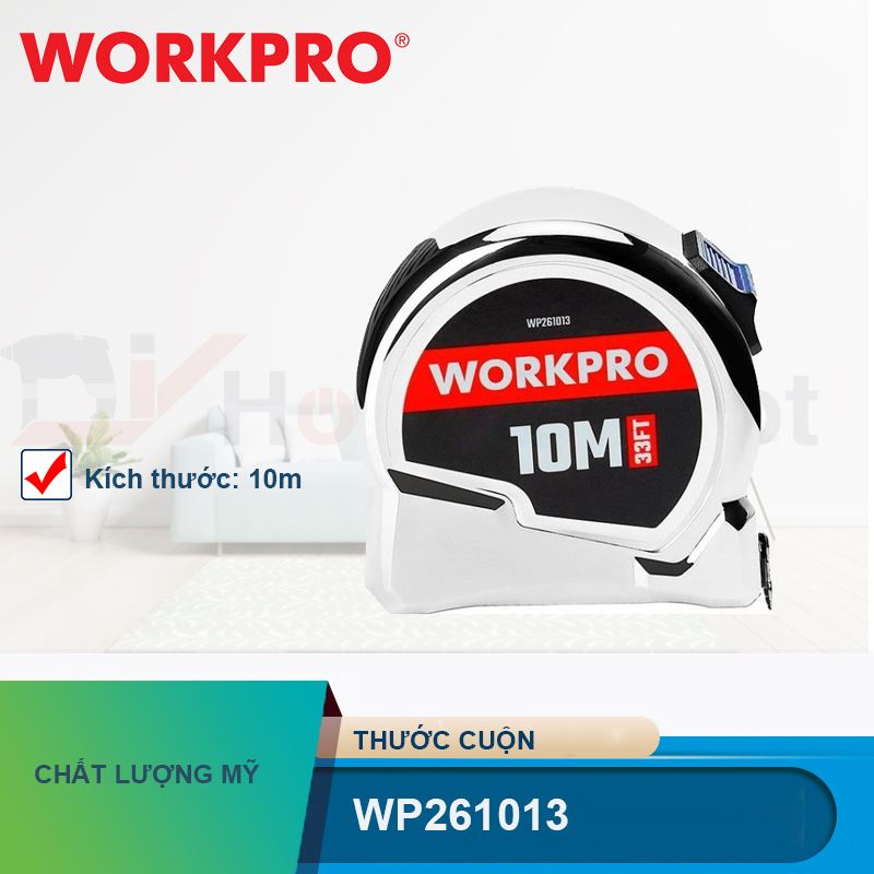 Thước cuộn mạ crom10Mx25mm Workpro - WP261013