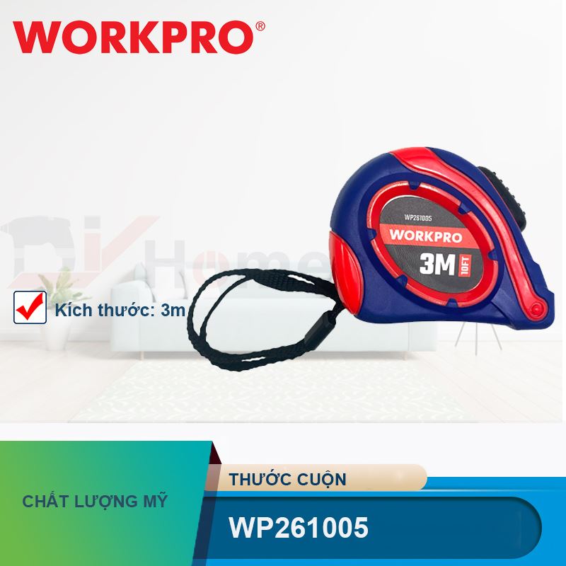 Thước cuộn thép tự khóa 3Mx16mm Workpro - WP261005