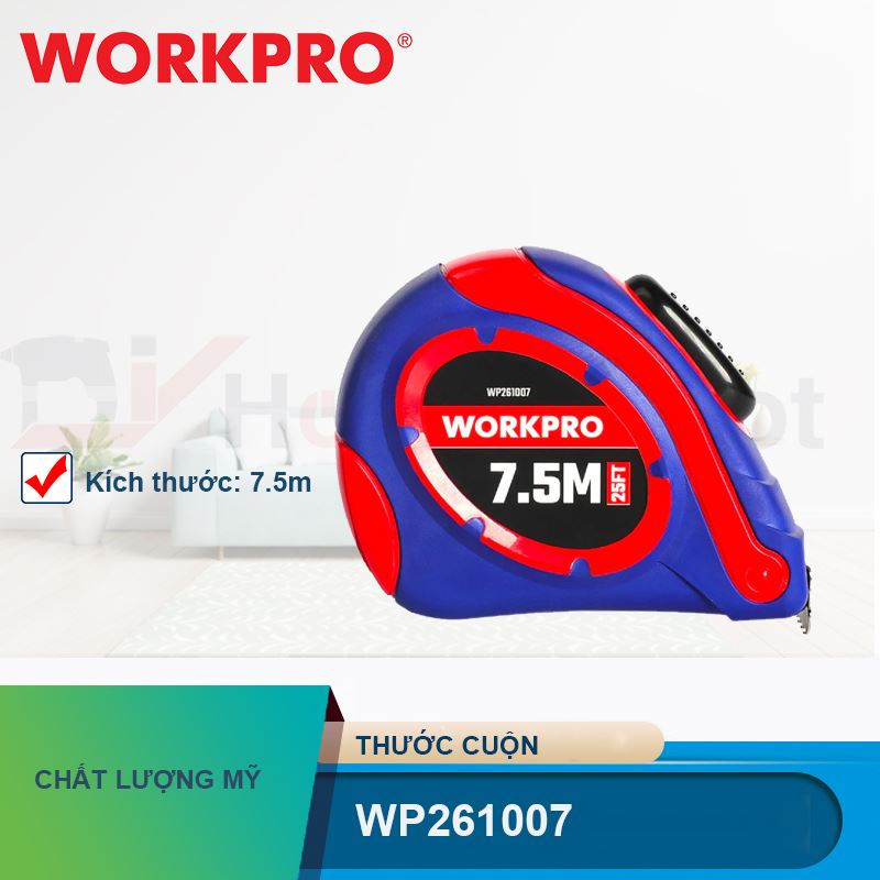 Thước cuộn thép tự khóa 7.5Mx25mm Workpro - WP261007