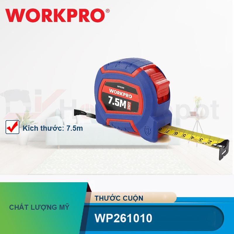 Thước cuộn tráng nylon 7.5Mx25mm Workpro - WP261010