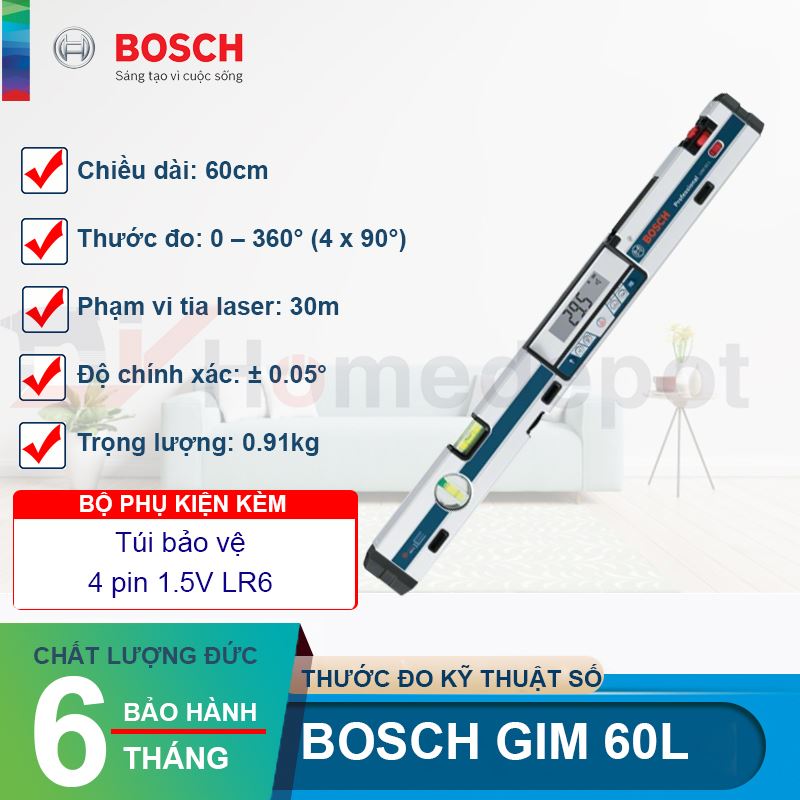 Thước đo nghiêng kỹ thuật số Bosch GIM 60 L