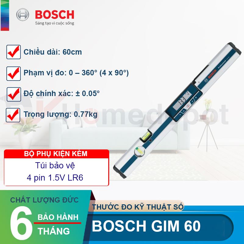 Thước đo nghiêng kỹ thuật số Bosch GIM 60