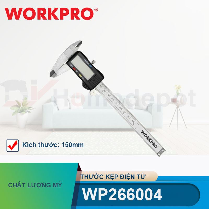 Thước kẹp điện tử, kích thước 150mm (6 inches) Workpro - WP266004