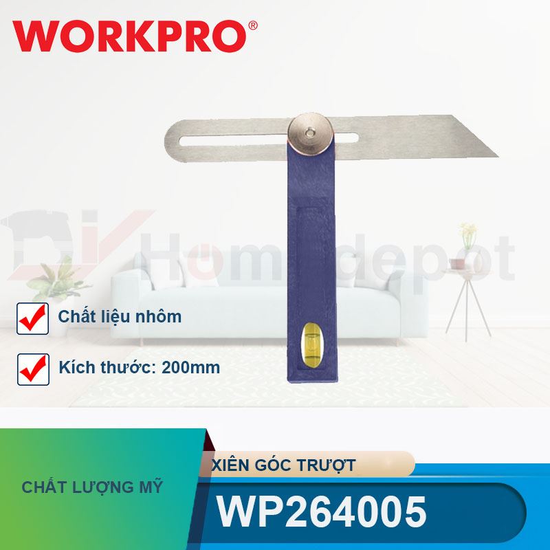 Xiên góc trượt bằng nhôm, kích thước 200mm (8 inches) Workpro - WP264005